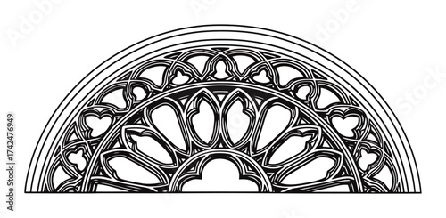 Gothic Rose Window Frame Vector, Minimalist Design