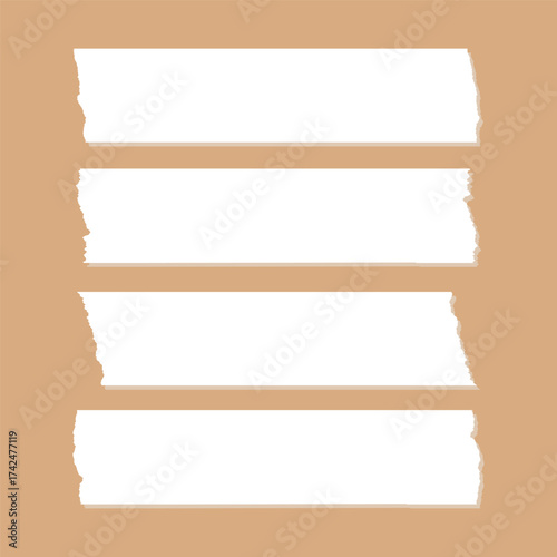 Versatile set of abstract white torn paper banners with rough, distressed edges, ideal for adding unique graphic accents or text fields to digital projects