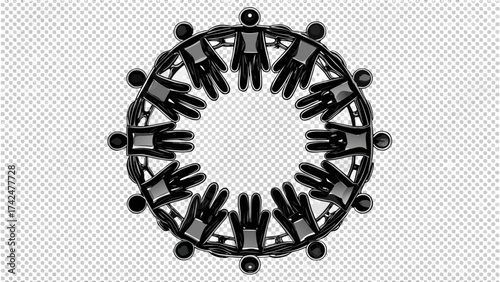 Diverse people connecting together creating a circle, teamwork and cooperation, unity and connection concepts