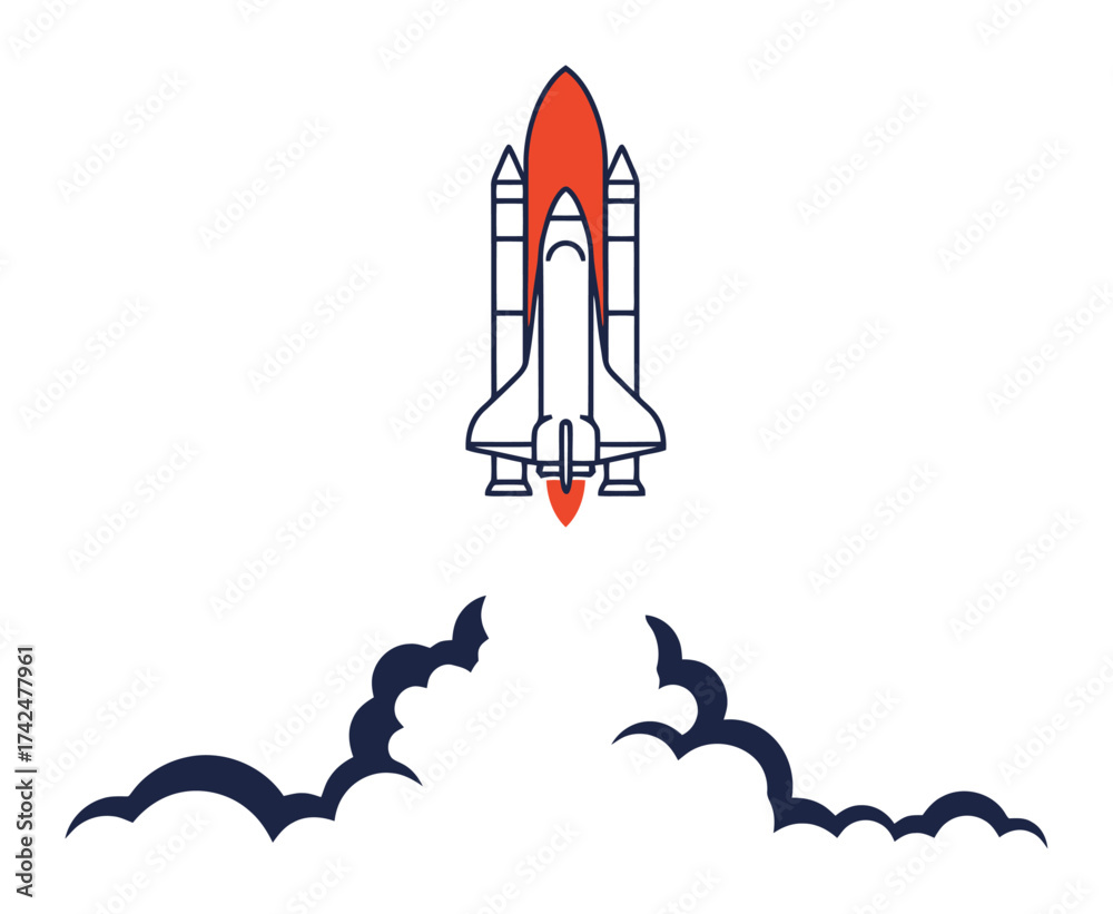 Obraz premium Rocket Launch Minimalist Vector