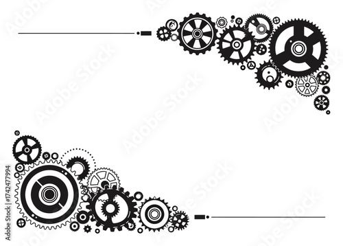 Steampunk Gear Border Vector - Minimalist Design