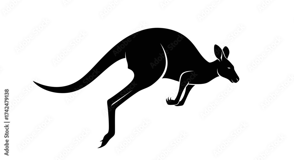 Fototapeta premium Dynamic Silhouette of a Leaping Kangaroo.