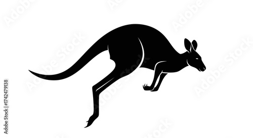 Dynamic Silhouette of a Leaping Kangaroo.