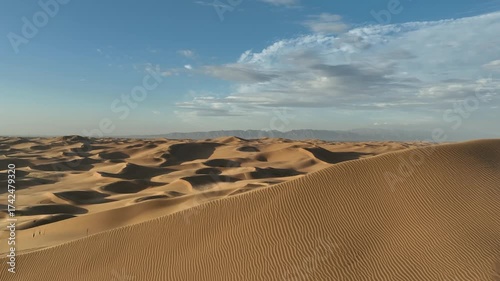 Aerial View of Sand Dunes in Inner Mongolia Desert, Xinjiang Region China - Desert Landscape Photography