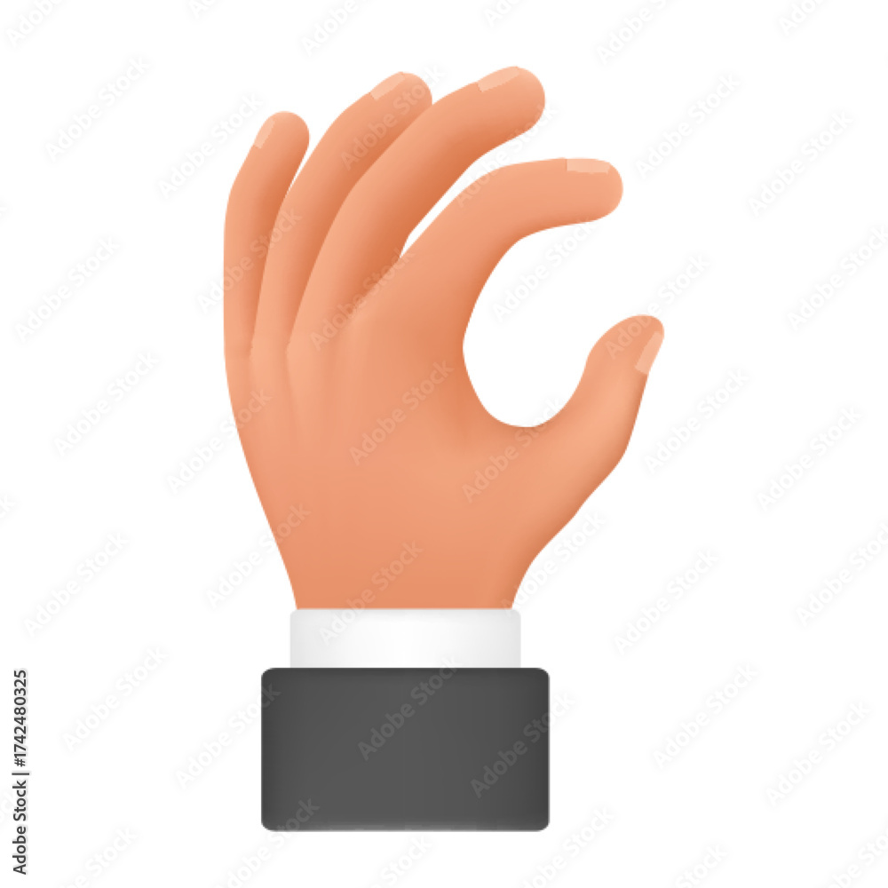 Obraz premium Hand gesture showing letter c. Nonverbal body communication language sign 3d cartoon illustration