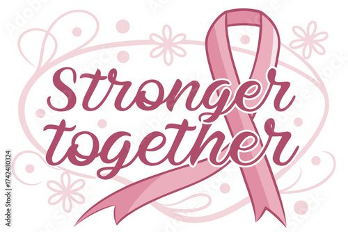 Pink ribbon awareness for breast cancer, promoting unity and strength