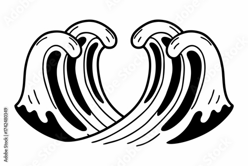 Abstract depiction of waves in monochromatic style