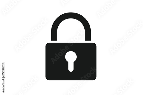 Lock vector icon. Padlock sign for safety and protection. Secure concept for privacy, data access, and cybersecurity. Symbol of password and private information.