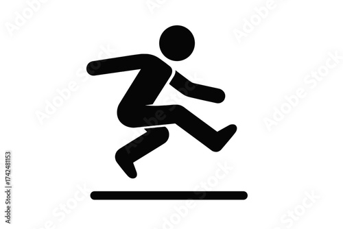Long jump icon vector. Athlete jumping symbol for sports competition. Track and field pictogram. Man in action, athletics silhouette for olympic game. Leap illustration.