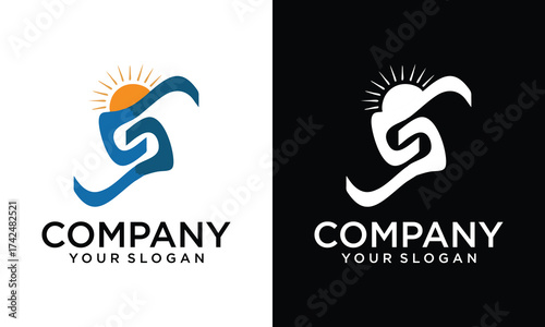 Creative Modern Initial logo 2 letters colorful simple SG, 
SG letter logo and sun combine logo