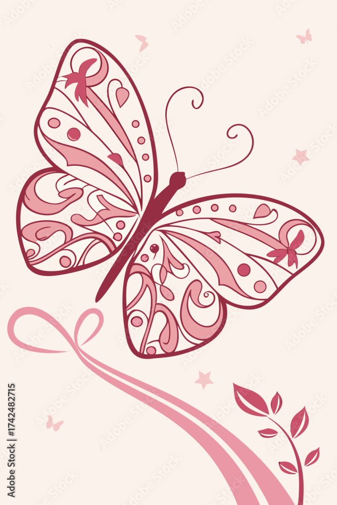 Fototapeta premium Elegant butterfly with detailed wing patterns and decorative elements on a soft background