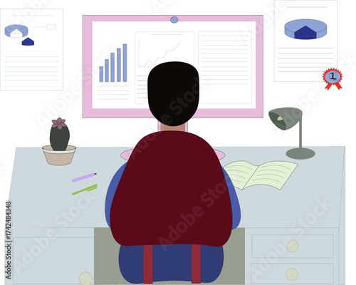 illustration of a man working on a laptop