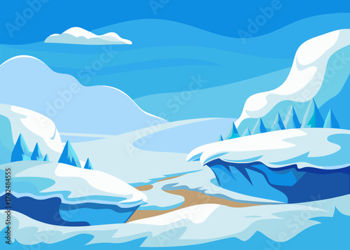 Winter landscape with ice floes and snowdrifts vector