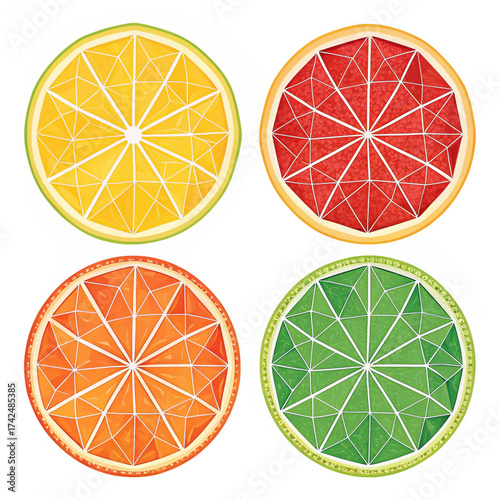 set of citrus fruits
