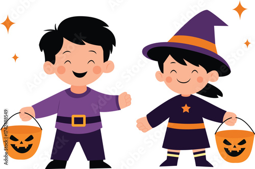 halloween kids trick or treat cartoon clip art preview