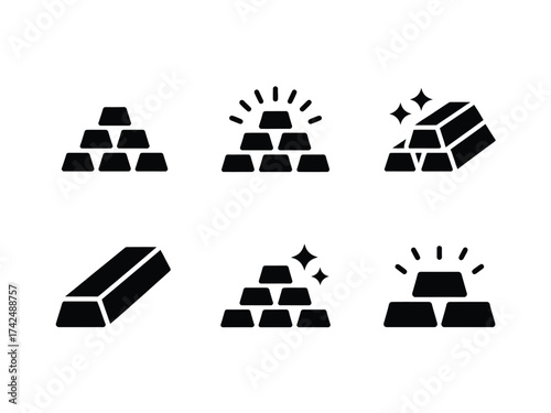 Set of six minimalist black and white gold bar icons vector scalable illustration eps flat design silhouette vector illustration white background