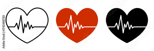 Line rate heartbeat. Medical monitor heart beat and rhythm. Electrocardiogram heart and pulse for monitor health. Vector Illustration. Editable stroke