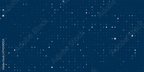 Seamless background pattern of evenly spaced white double arrow symbols of different sizes and opacity. Vector illustration on dark blue background with stars