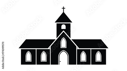 Elegant silhouette illustration of a traditional church building for versatile vector graphics applications silhouette vector illustration white background