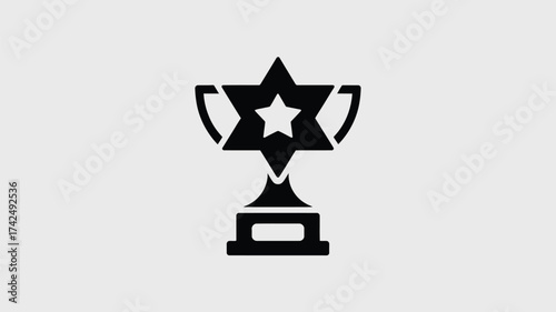 Minimalist black and white trophy star icon vector illustration scalable eps graphic for awards and achievements silhouette vector illustration white background