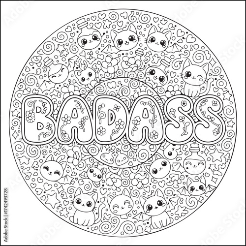 Halloween swear word coloring pages with groovy letters , Halloween black and white Halloween element coloring pages for adults.