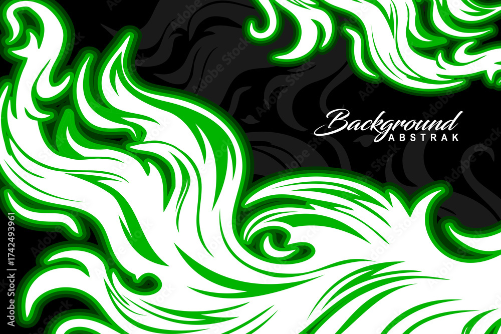 Fototapeta premium Green and black flame image is suitable for decal, or background, sticker, jersey