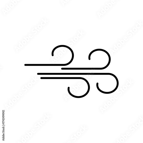 Wind blow thick line icon, symbol of windy weather