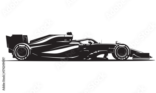 Dynamic Silhouette of a Modern Open-Wheel Racing Car in Profile