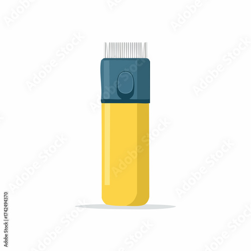 Yellow and blue pet flea comb for grooming animals in a flat style illustration
