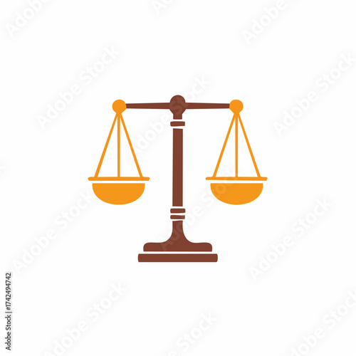 Scales of Justice Symbol in Brown and Gold, Emblem of Fairness and Legal Balance