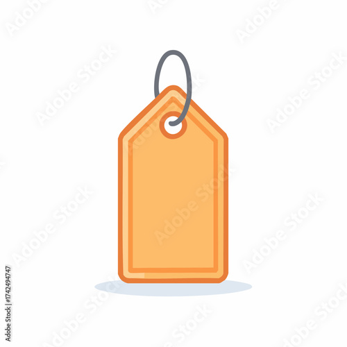 Orange sale tag, price tag, retail tag, illustration, blank cardboard tag isolated, blank price tag