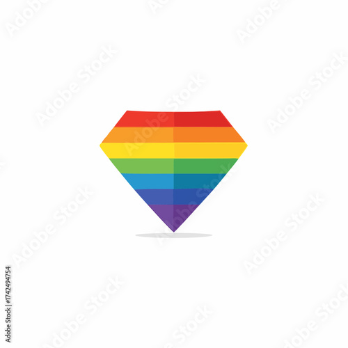 Rainbow striped diamond gem representing pride diversity and equality