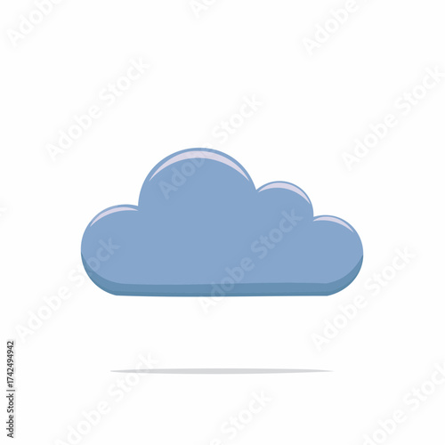 Stylized blue cloud with shadow against white background