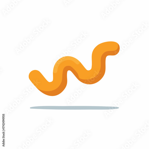Jumping orange worm larva or squiggly line abstract cartoon icon vector illustration