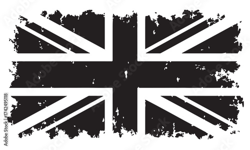 Distressed Monochrome Cross and Saltire Flag Design with Grunge Texture