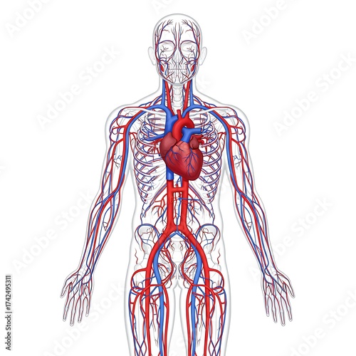 vector illustration of the full human circulatory system
