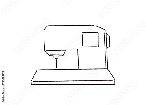 手芸で使うミシンの手描きイラスト　線画