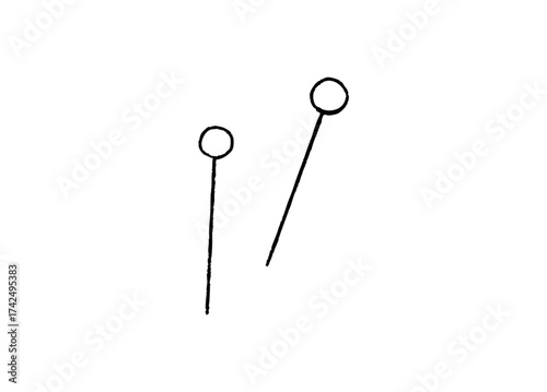 手芸で使うまち針の手描きイラスト　線画