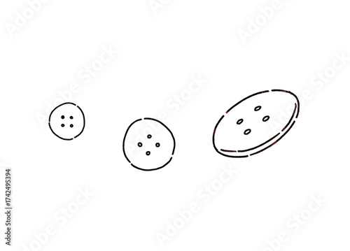 手芸で使うボタンの手描きイラスト　線画