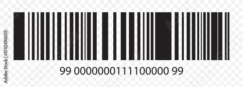 Set of barcode vector icon. Trendy bar code for web icon. Abstract barcode vector icon illustration. Bar code on Transparent Background. EPS 10.