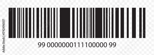 Set of barcode vector icon. Trendy bar code for web icon. Abstract barcode vector icon illustration. Bar code on Transparent Background. EPS 10.