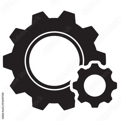 Two Black Interlocking Gears Icon