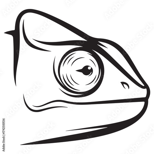 Minimalist Reptile Head Profile Black Line Art