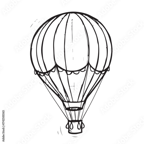 Hand-Drawn Hot Air Balloon Illustration in Sketch Style