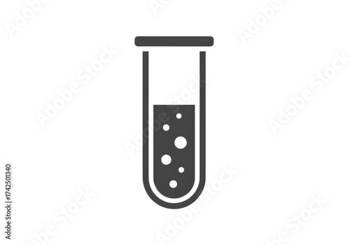 Minimal icon of a test tube with bubbles — no background, no shadow PNG