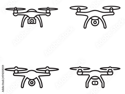Collection of drone outlines in silhouette style