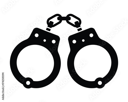 Scalable vector illustration of handcuffs silhouette for crime justice and security themed graphics silhouette vector illustration white background