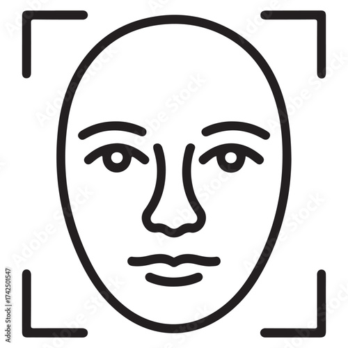 Abstract human face outline for biometric recognition silhouette
