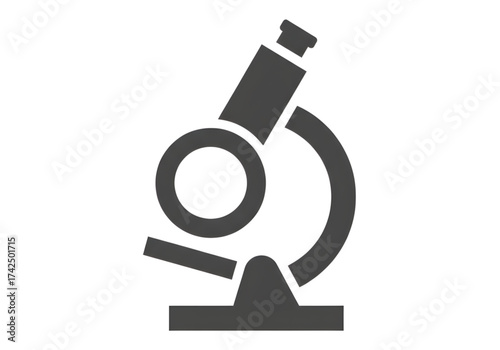 Minimal icon of a microscope with lens — no background, no shadow PNG dark grey style 