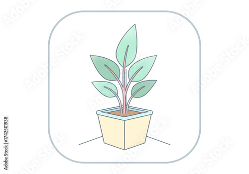  Minimal icon of a plant in corner pot — no background, no shadow PNG